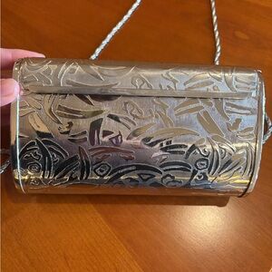 LISETTE Vintage Metallic Silver Clutch